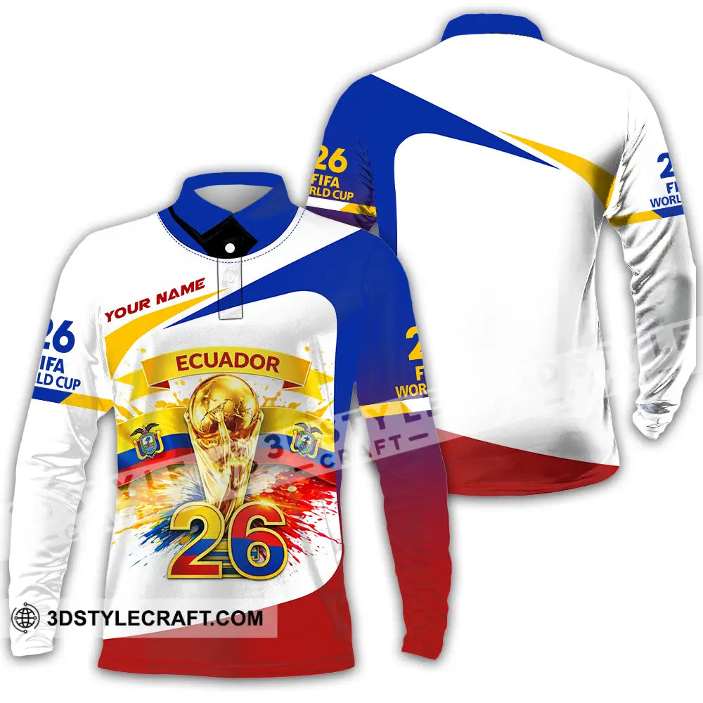 Unisex Shirt - Custom Ecuador World Cup 2026 3D Shirt - Long Sleeve Polo / S - T-shirt