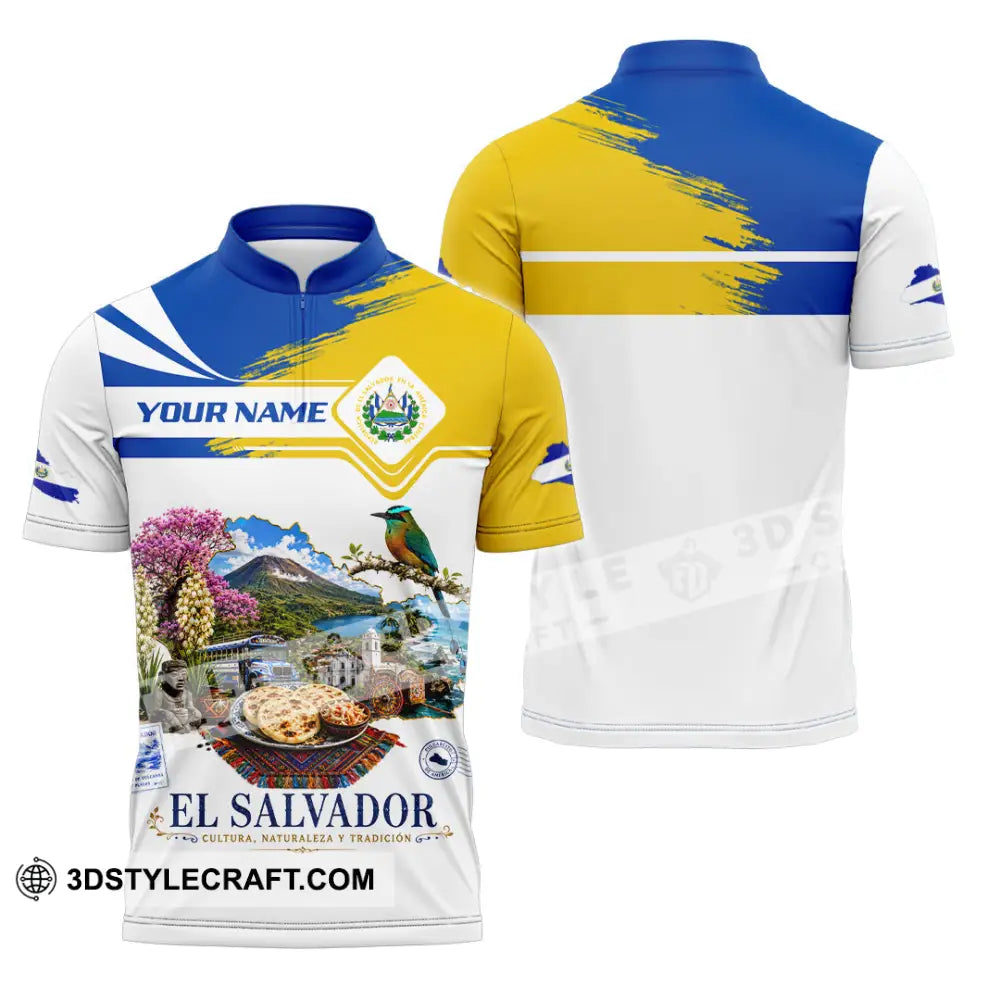 Unisex Shirt - Custom El Salvador Shirt - Zipper Polo Shirt / S - T-shirt