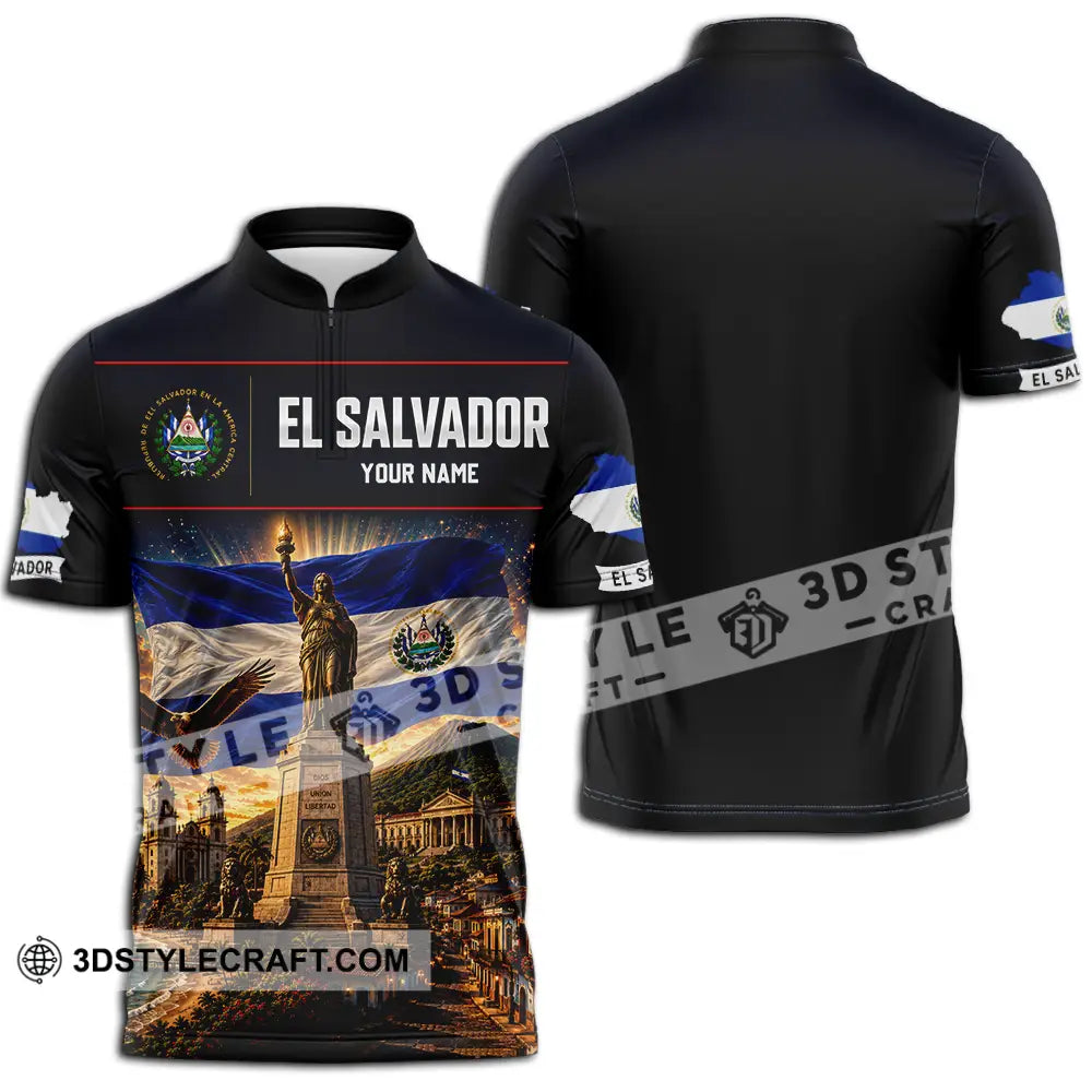 Unisex Shirt - Custom El Salvador Shirt - Zipper Polo Shirt / S - T-shirt