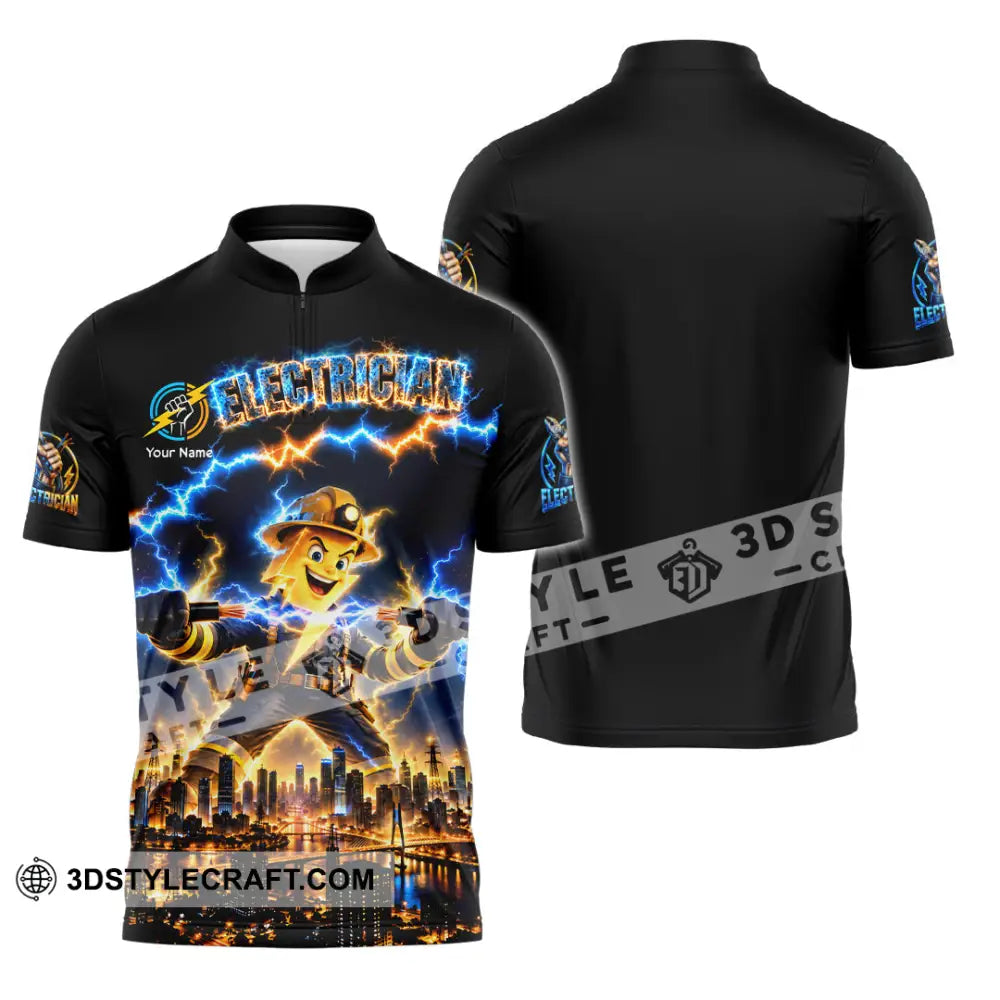 Unisex Shirt - Custom Electrician Shirt - Zipper Polo Shirt / S - T-shirt