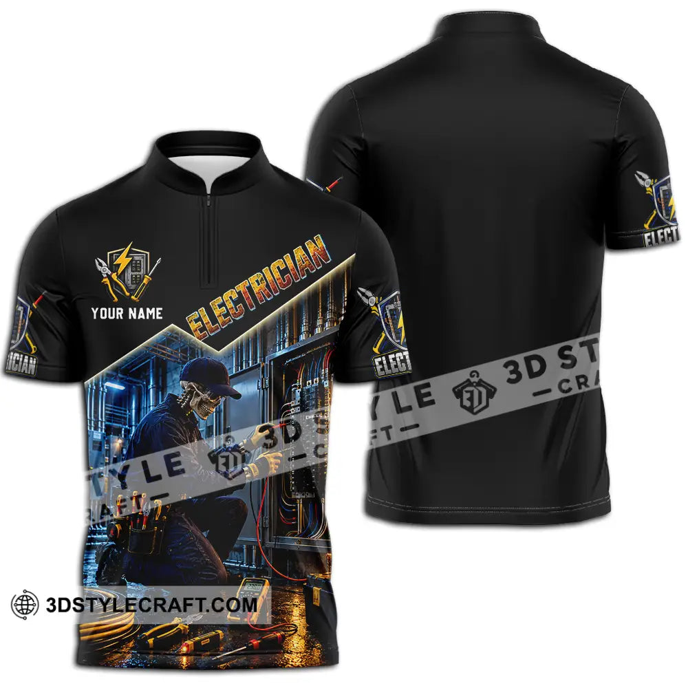 Unisex Shirt - Custom Electrician Shirt - Zipper Polo Shirt / S - T-shirt