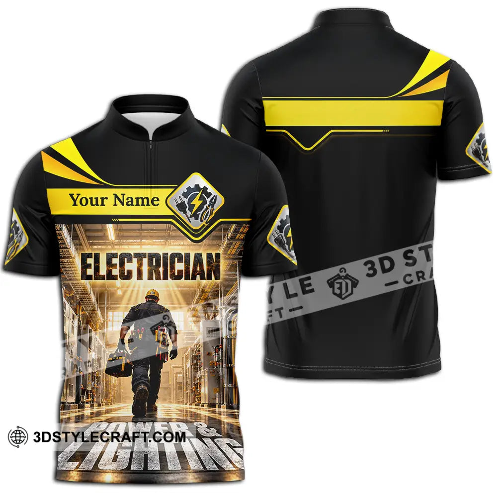Unisex Shirt - Custom Electrician Shirt - Zipper Polo Shirt / S - T-shirt