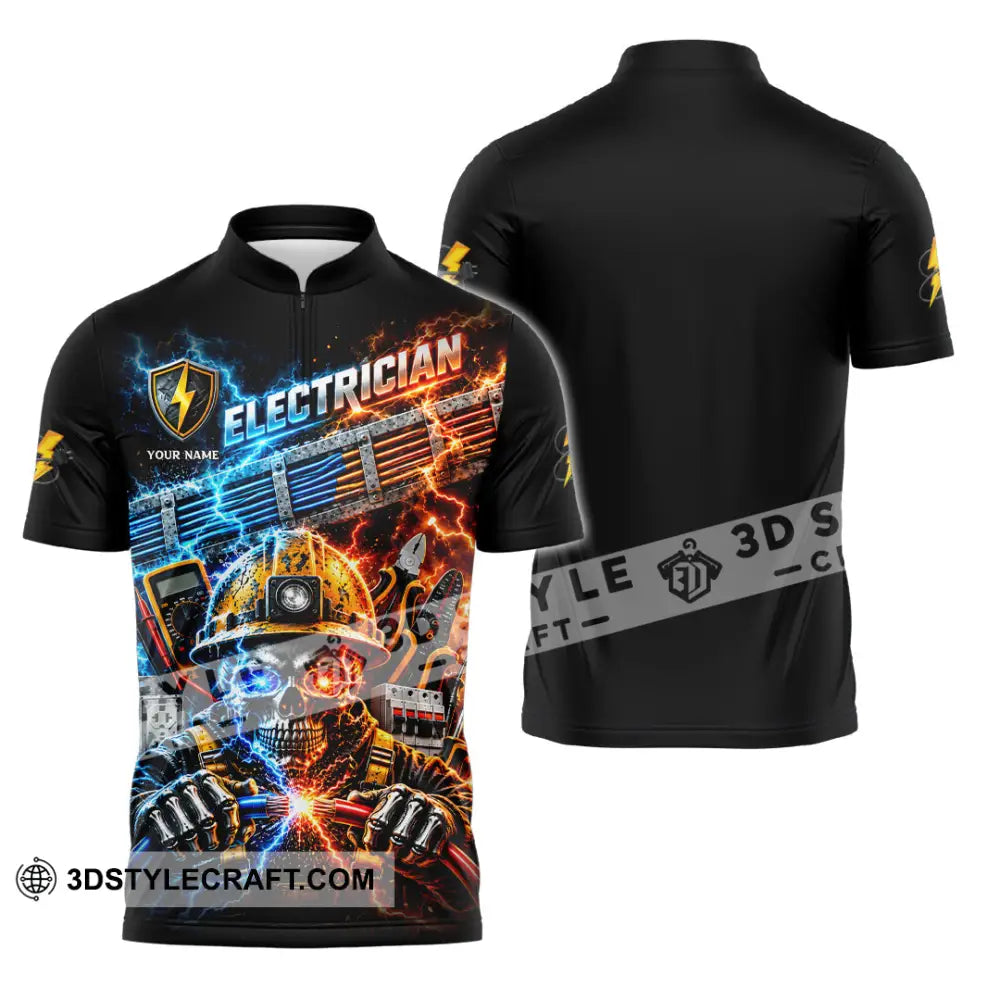 Unisex Shirt - Custom Electrician Shirt - Zipper Polo Shirt / S - T-shirt