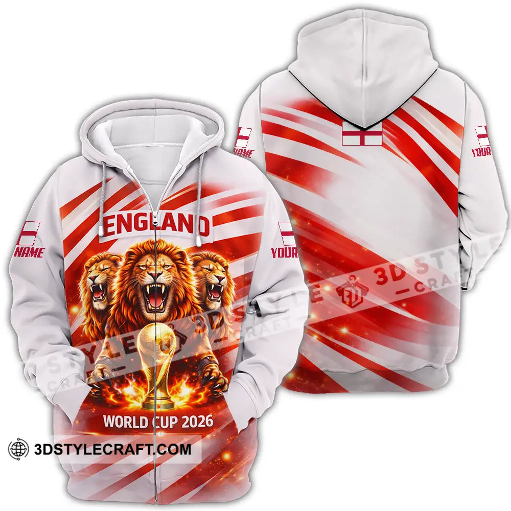 Unisex Shirt - Custom England World Cup 2026 3D Shirt - Zipper Hoodie / S - T-shirt