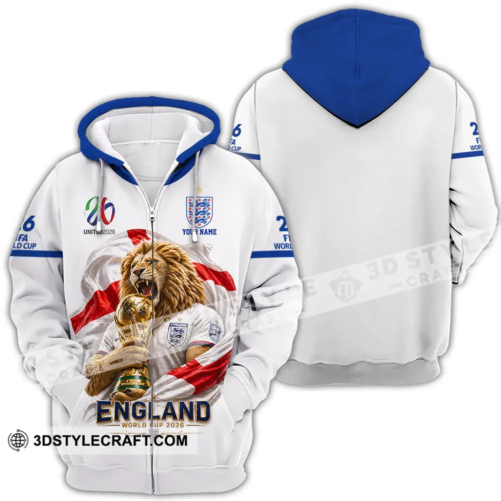 Unisex Shirt - Custom England World Cup 2026 3D Shirt - Zipper Hoodie / S - T-shirt