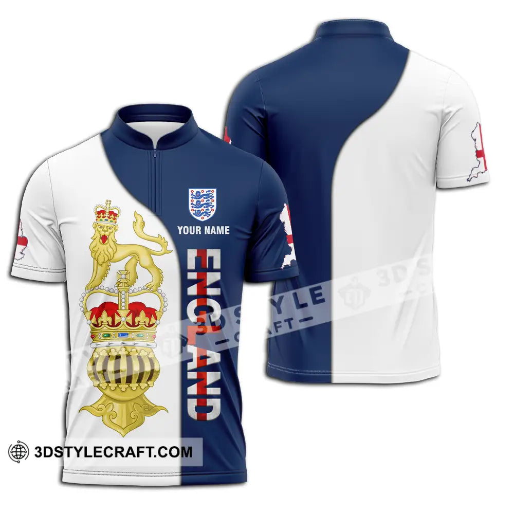 Unisex Shirt - Custom England 3D Shirt Zipper Polo Shirt / S T-shirt