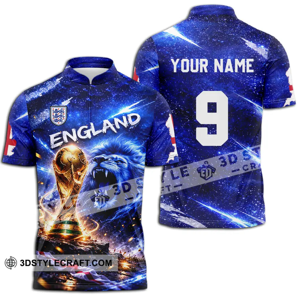 Unisex Shirt - Custom England World Cup 2026 3D Shirt Zipper Polo Shirt / S T-shirt
