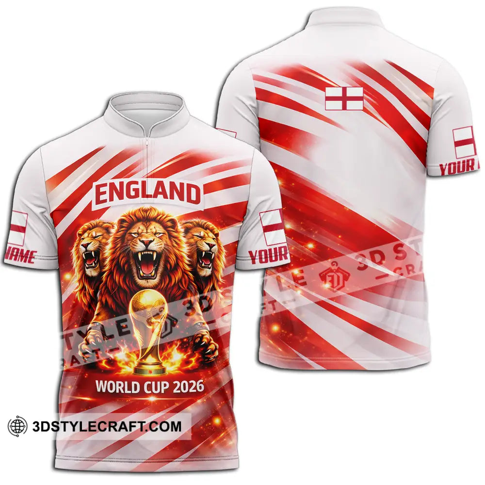 Unisex Shirt - Custom England World Cup 2026 3D Shirt - Zipper Polo Shirt / S - T-shirt