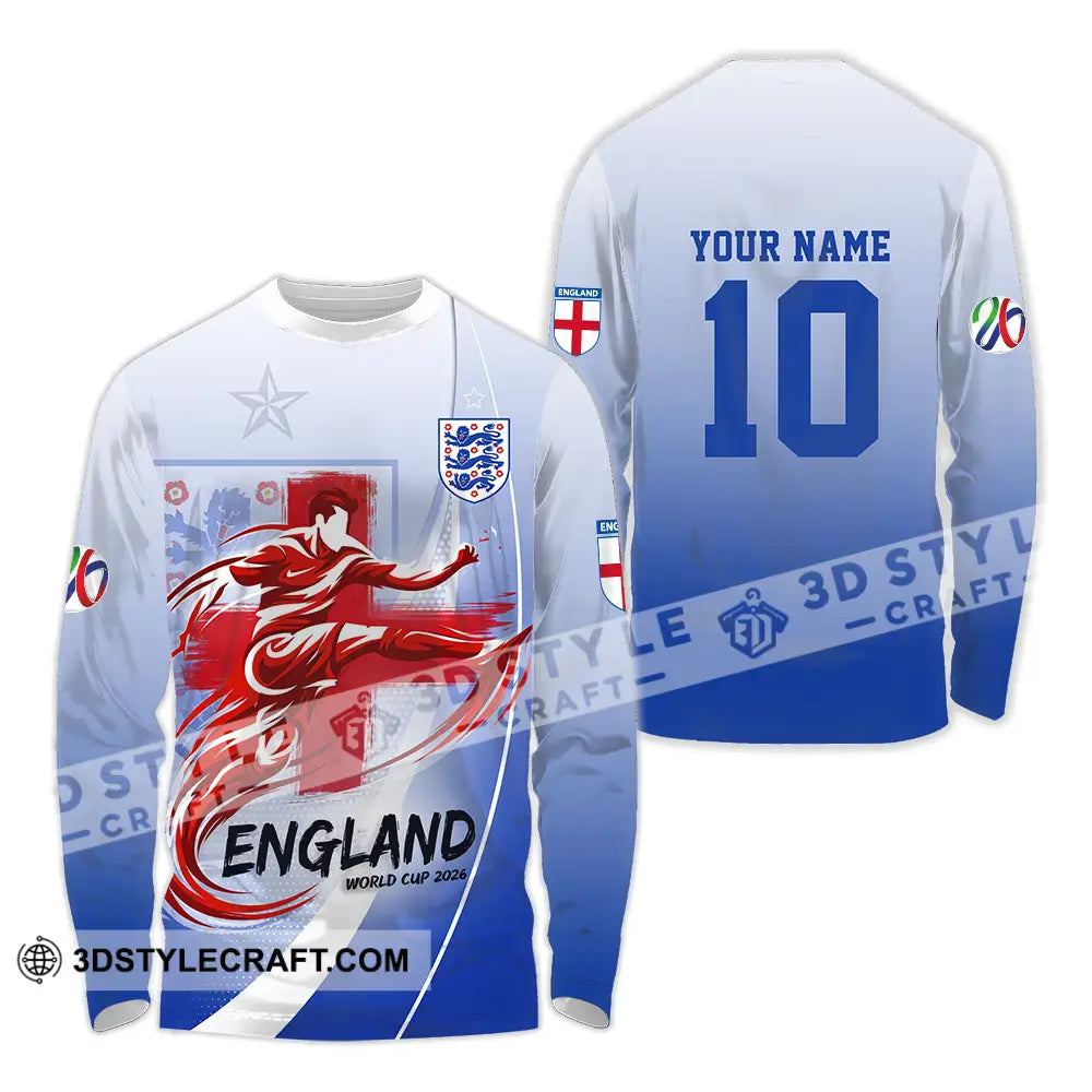Unisex Shirt - Custom England FIFA World Cup 2026 3D Shirt Long Sleeve Shirt / S T-shirt