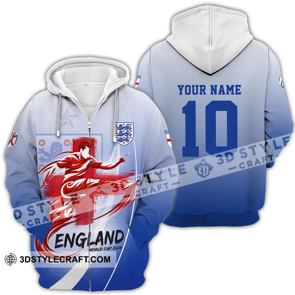 Unisex Shirt - Custom England FIFA World Cup 2026 3D Shirt Zipper Hoodie / S T-shirt