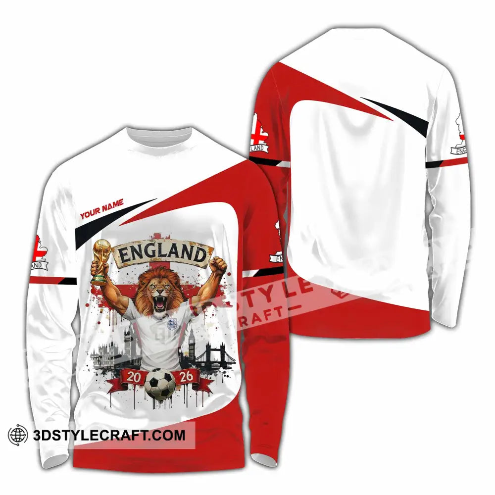 Unisex Shirt - Custom England World Cup 2026 3D Shirt Long Sleeve Shirt / S T-shirt