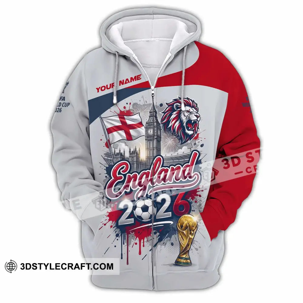 Unisex Shirt - Custom England World Cup 2026 3D Shirt - Zipper Hoodie / S - T-shirt