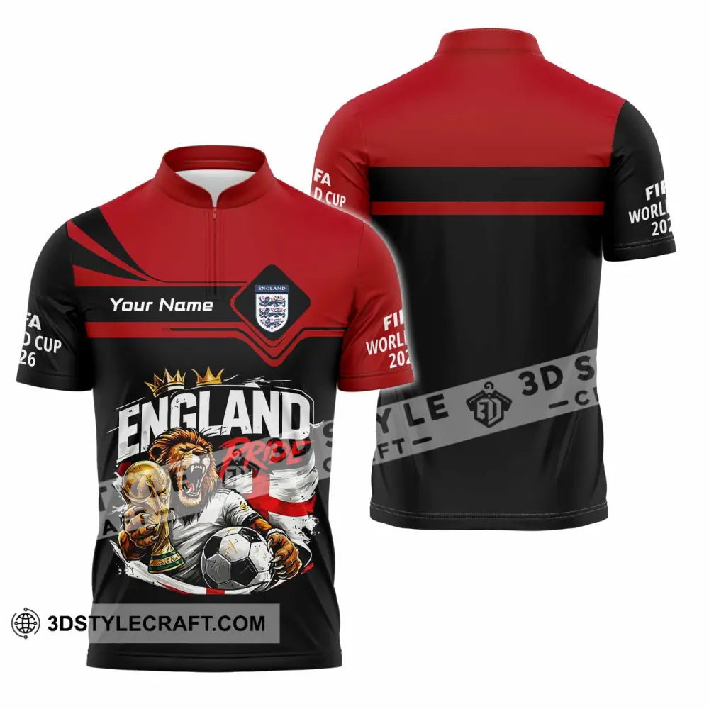 Unisex Shirt - Custom England World Cup 2026 3D Shirt - Zipper Polo Shirt / S - T-shirt