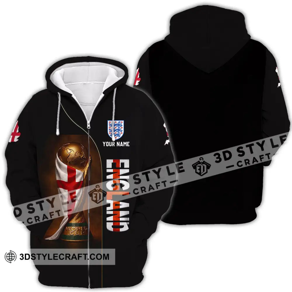 Unisex Shirt - Custom England World Cup 3D Shirt Zipper Hoodie / S T-shirt