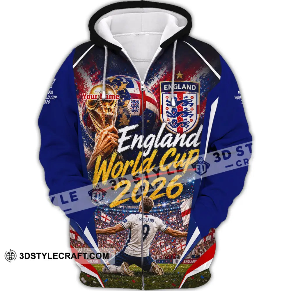Unisex Shirt - Custom England World Cup 2026 Shirt - Zipper Hoodie / S - T-shirt