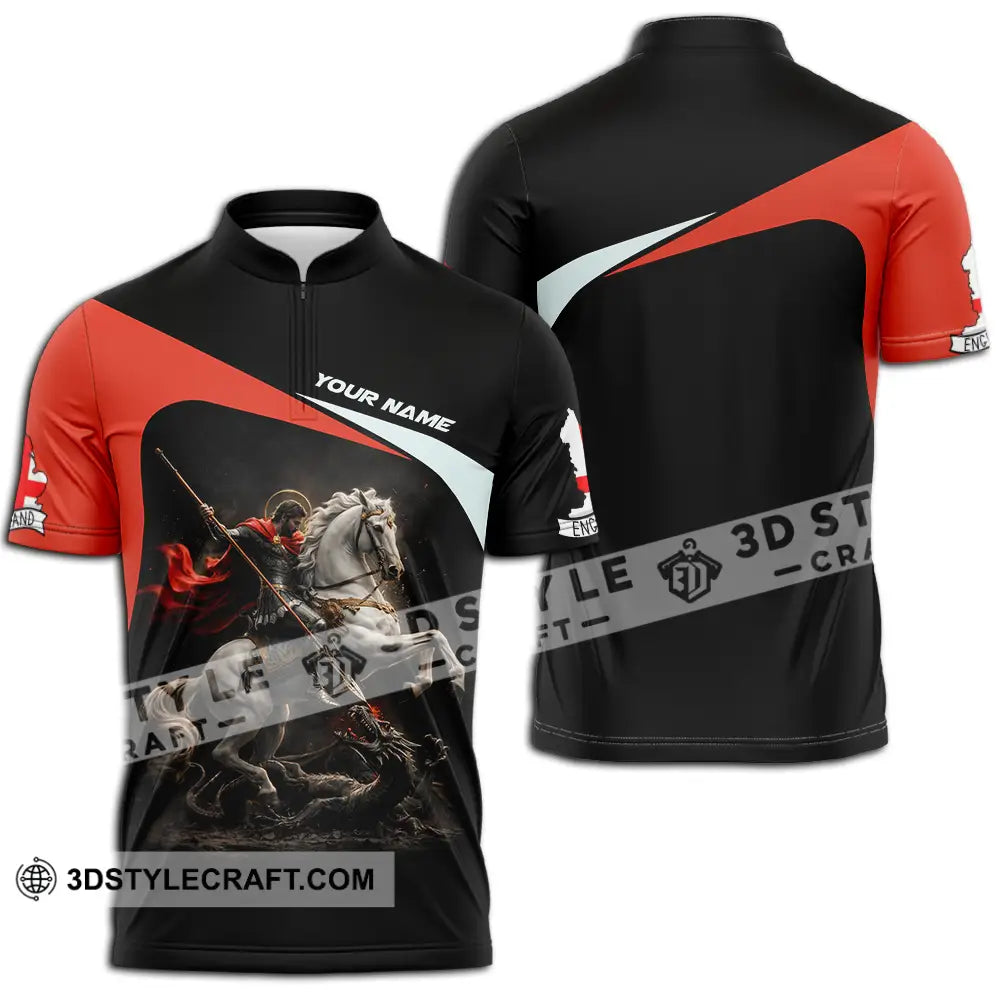 Unisex Shirt - Custom English Horseman 3D Shirt Zipper Polo Shirt / S T-shirt
