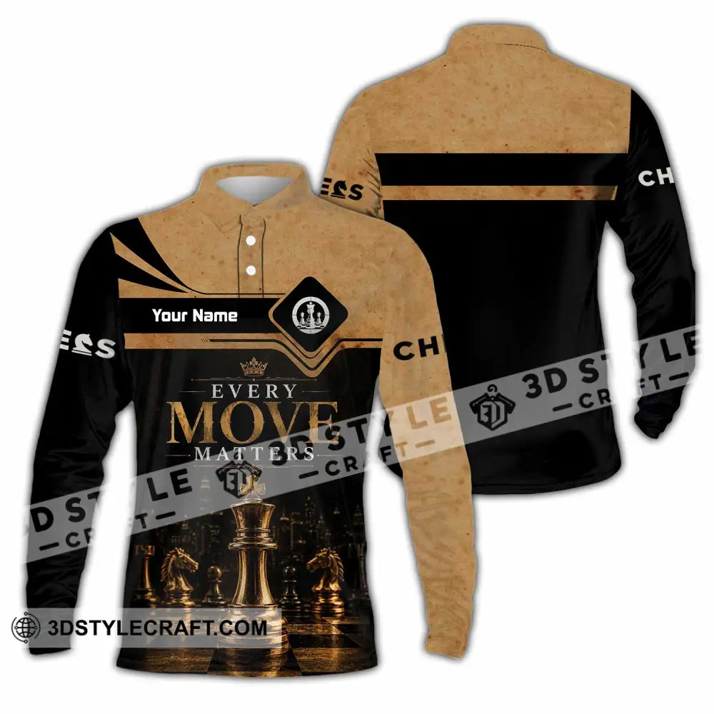 Unisex Shirt - Custom Every Move Matters Chess Shirt - Long Sleeve Polo / S - T-shirt