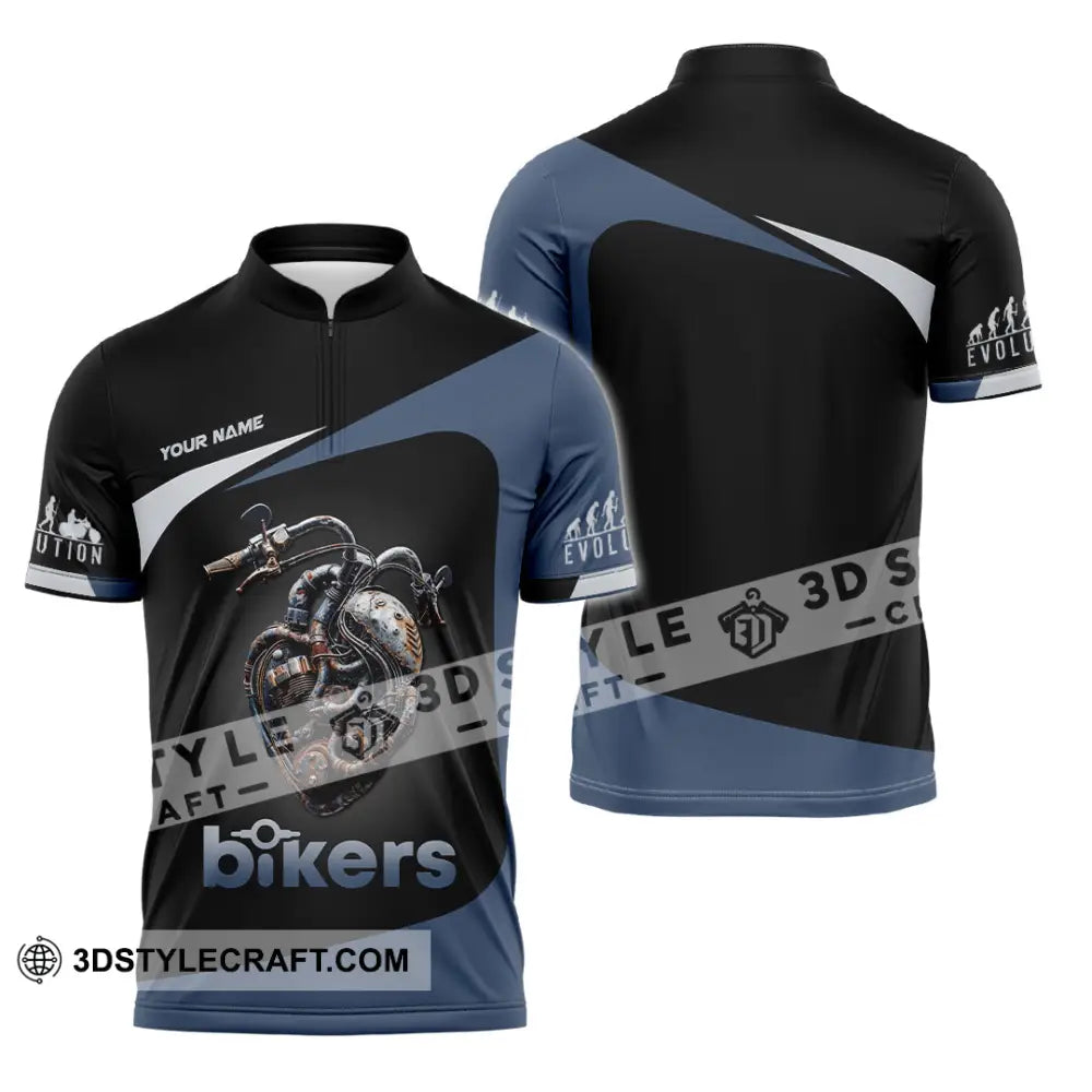 Unisex Shirt - Custom Evolution Heart Biker Shirt Zipper Polo Shirt / S T-shirt