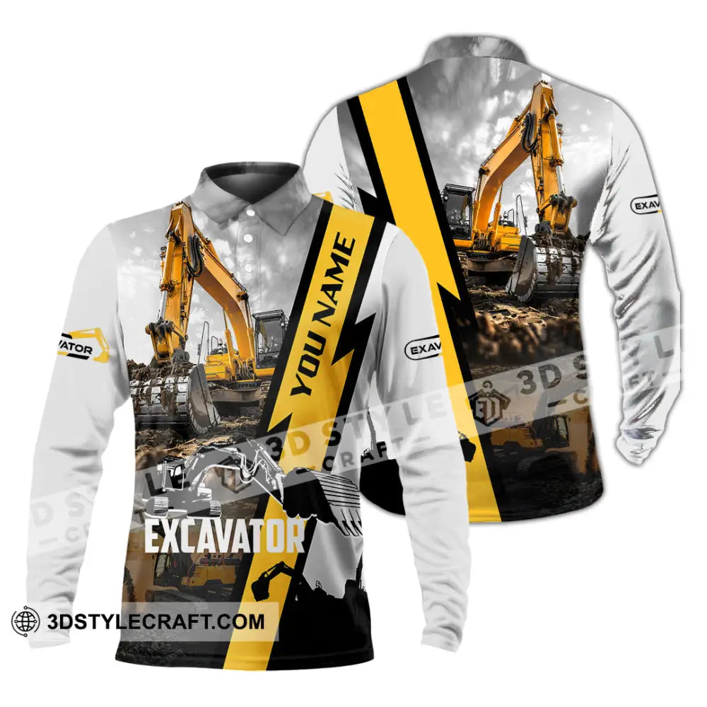 Unisex Shirt - Custom Excavator Shirt - Long Sleeve Polo / S - T-shirt