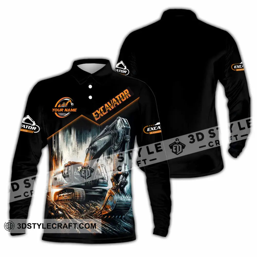 Unisex Shirt - Custom Excavator Shirt - Long Sleeve Polo / S - T-shirt
