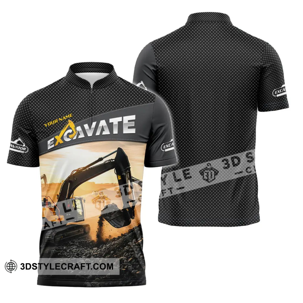 Unisex Shirt - Custom Excavator Shirt - Zipper Polo Shirt / S - T-shirt