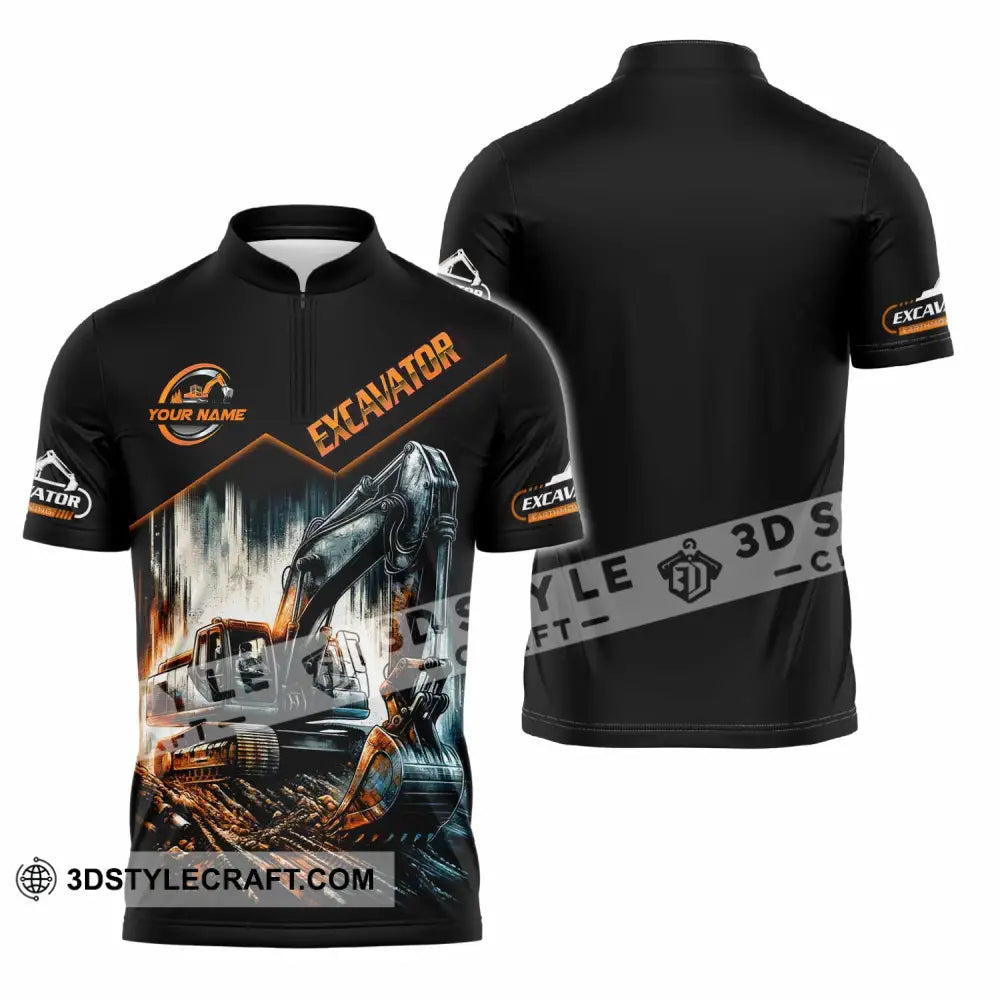 Unisex Shirt - Custom Excavator Shirt - Zipper Polo Shirt / S - T-shirt