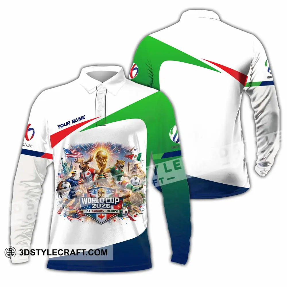 Unisex Shirt - Custom FIFA World Cup 2026 3D Shirt Long Sleeve Polo / S T-shirt