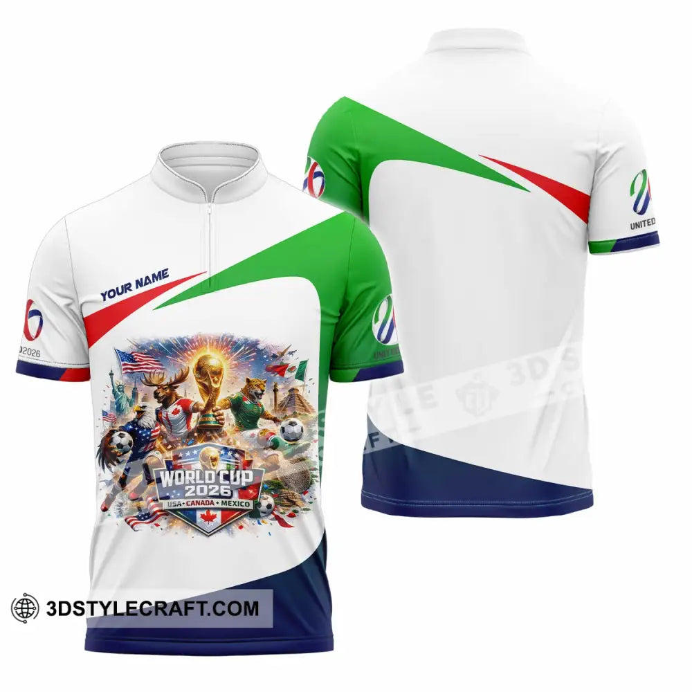 Unisex Shirt - Custom FIFA World Cup 2026 3D Shirt Zipper Polo Shirt / S T-shirt