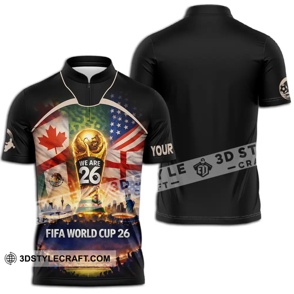 Unisex Shirt - Custom FIFA World Cup 2026 3D Shirt Zipper Polo Shirt / S T-shirt