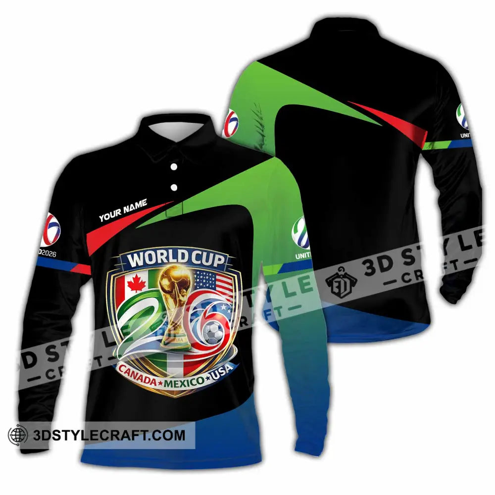 Unisex Shirt - Custom Fifa World Cup 2026 3D Shirt Long Sleeve Polo / S T-shirt