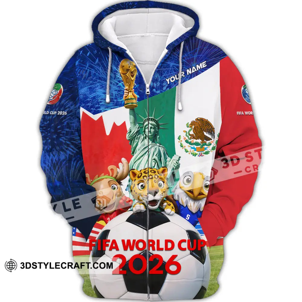 Unisex Shirt - Custom FIFA World Cup 2026 3D Shirt Zipper Hoodie / S T-shirt