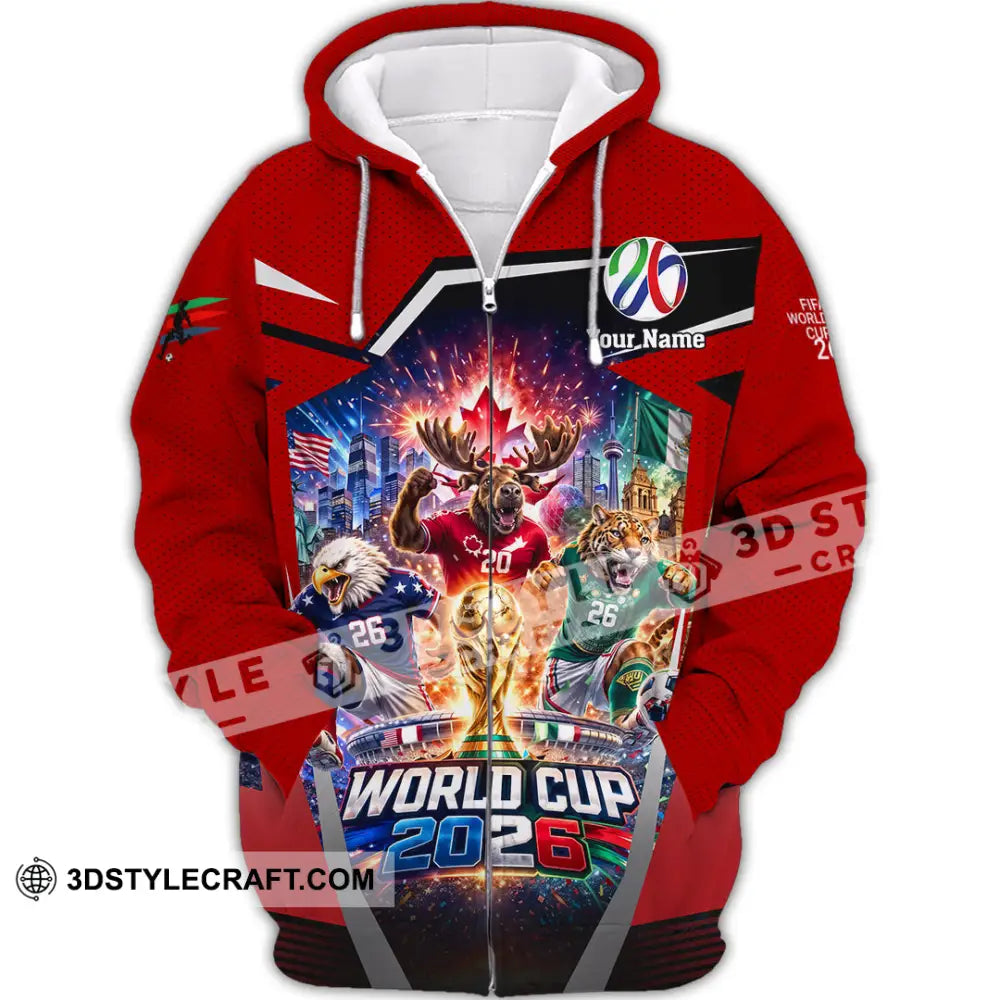 Unisex Shirt - Custom Fifa World Cup 2026 3D Shirt - Zipper Hoodie / S - T-shirt