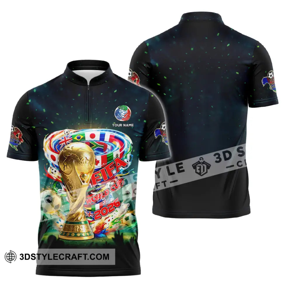 Unisex Shirt - Custom FIFA World Cup 2026 3D Shirt Zipper Polo Shirt / S T-shirt
