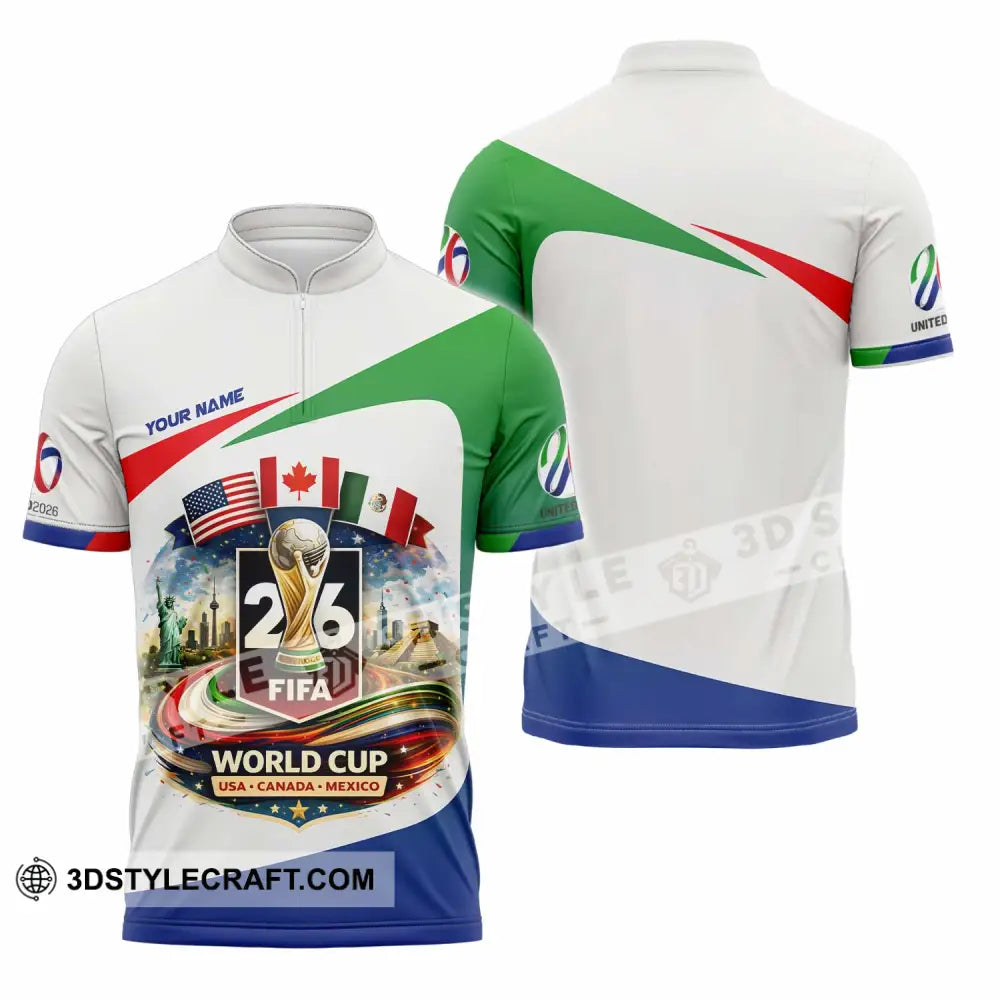 Unisex Shirt - Custom Fifa World Cup 2026 3D Shirt Zipper Polo Shirt / S T-shirt