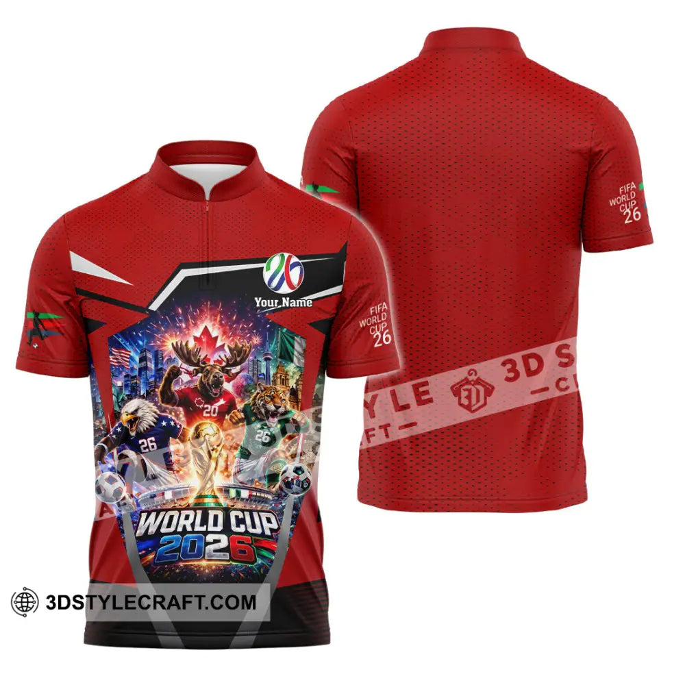 Unisex Shirt - Custom Fifa World Cup 2026 3D Shirt - Zipper Polo Shirt / S - T-shirt