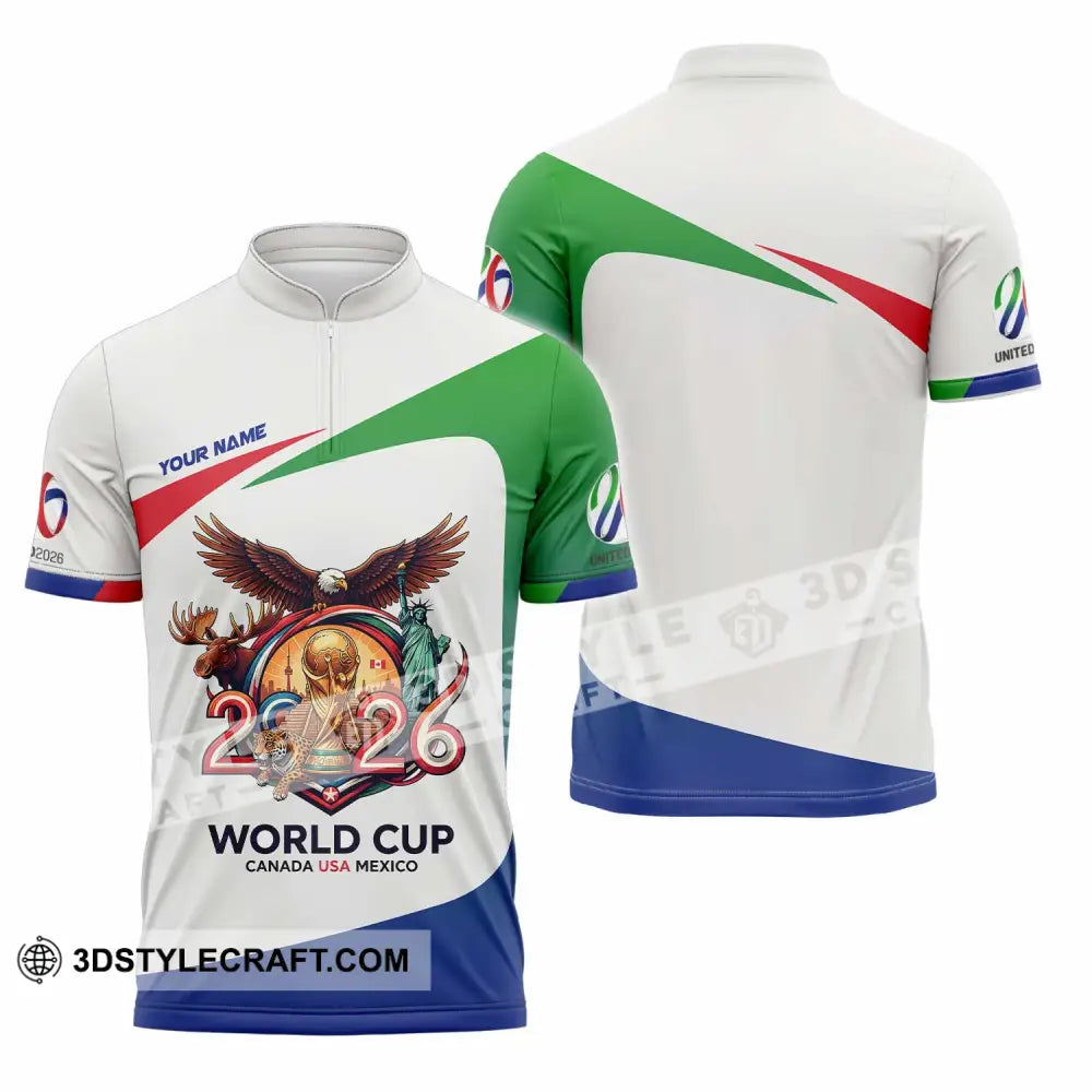 Unisex Shirt - Custom Fifa World Cup 2026 3D Shirt Zipper Polo Shirt / S T-shirt