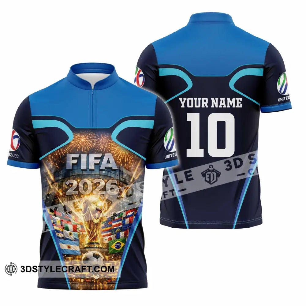 Unisex Shirt - Custom Fifa World Cup 2026 3D Shirt Zipper Polo Shirt / S T-shirt