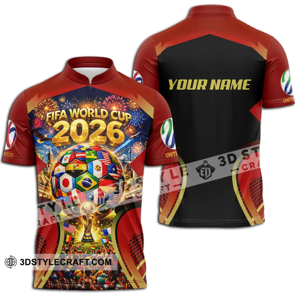 Unisex Shirt - Custom FIFA World Cup 2026 3D Shirt Zipper Polo Shirt / S T-shirt