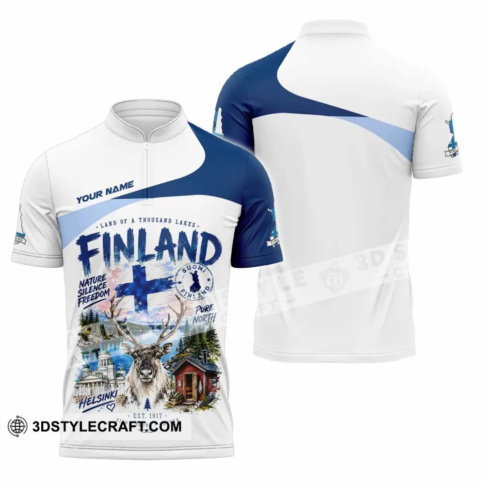 Unisex Shirt - Custom Finland Shirt - Zipper Polo Shirt / S - T-shirt