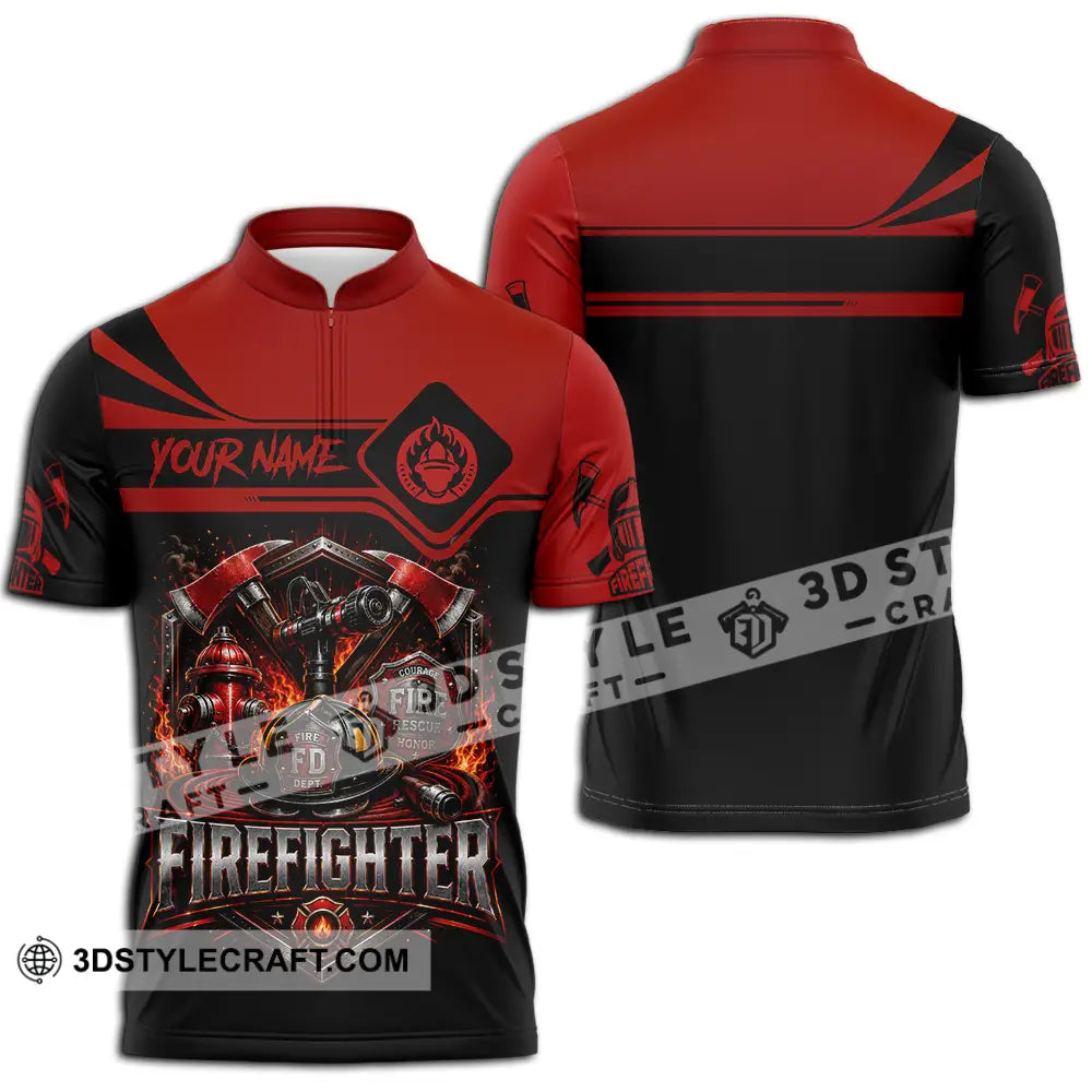 Unisex Shirt - Custom Fire Fighter Shirt - Zipper Polo Shirt / S - T-shirt