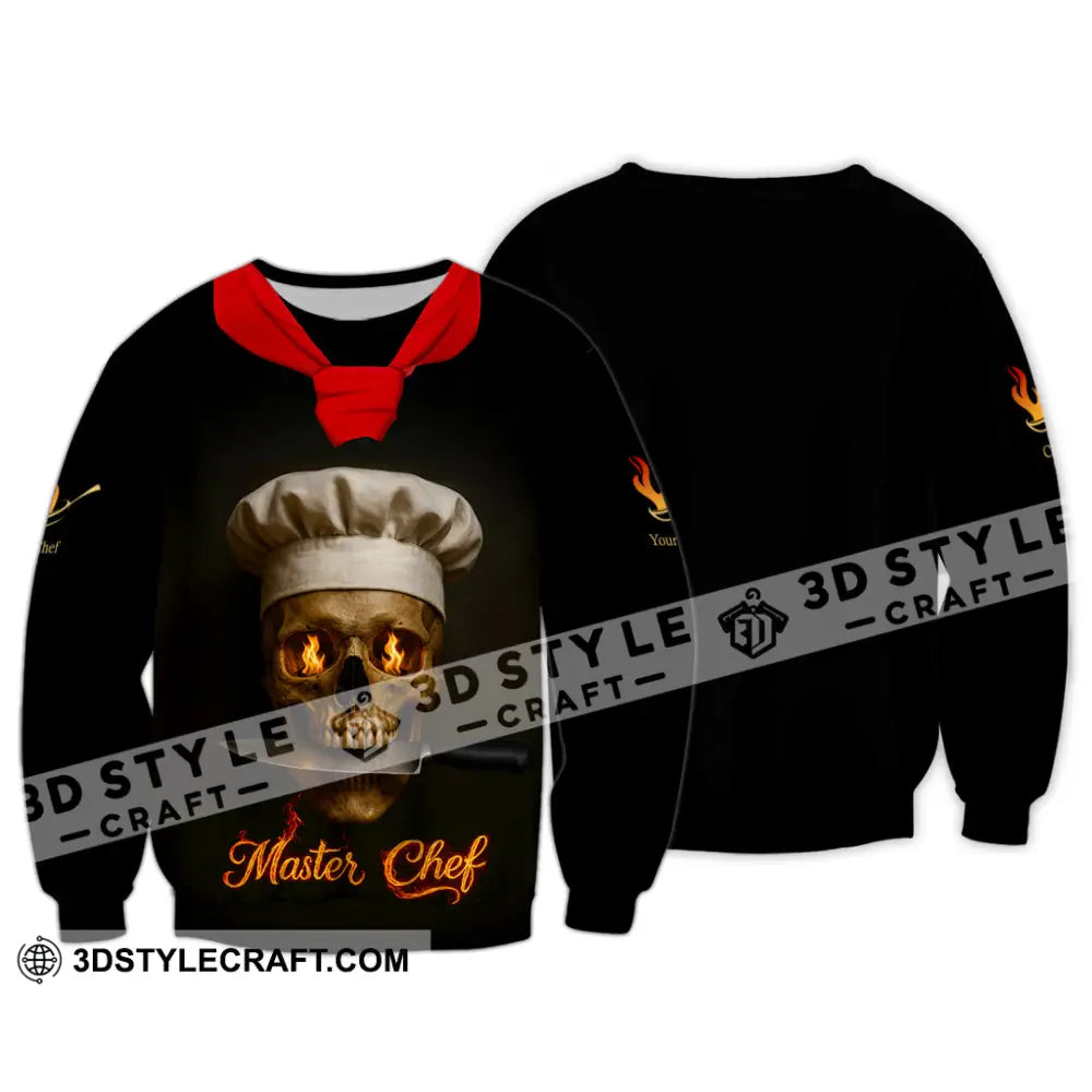 Unisex Shirt - Custom Fire Skullcap Master Chef Shirt Long Sleeve / S T-shirt