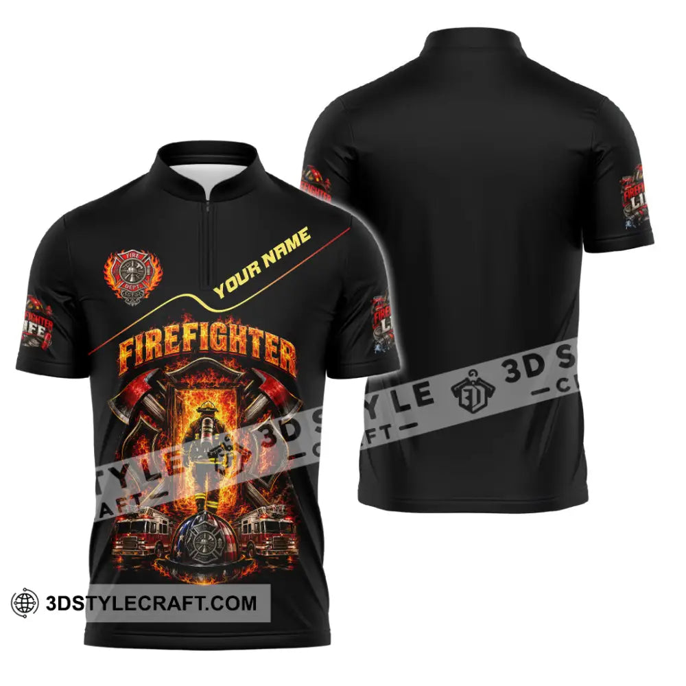 Unisex Shirt - Custom Firefighter Shirt - Zipper Polo Shirt / S - T-shirt