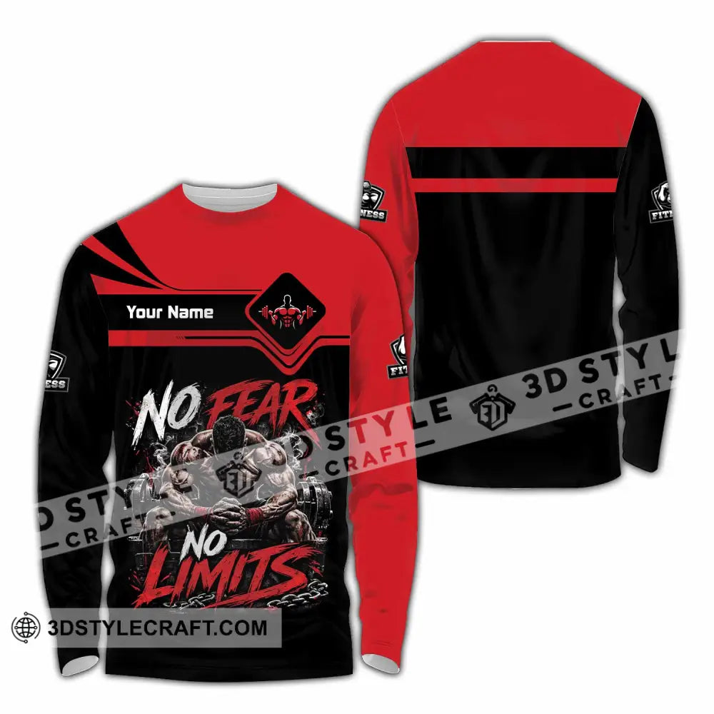 Unisex Shirt - Custom Fitness No Fear No Limits Shirt - Long Sleeve Shirt / S - T-shirt