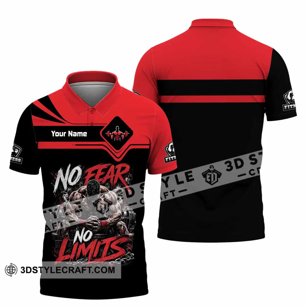 Unisex Shirt - Custom Fitness No Fear No Limits Shirt - Polo Shirt / S - T-shirt