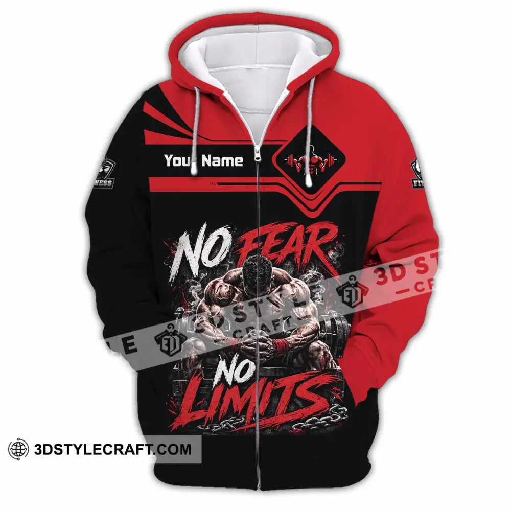 Unisex Shirt - Custom Fitness No Fear No Limits Shirt - Zipper Hoodie / S - T-shirt