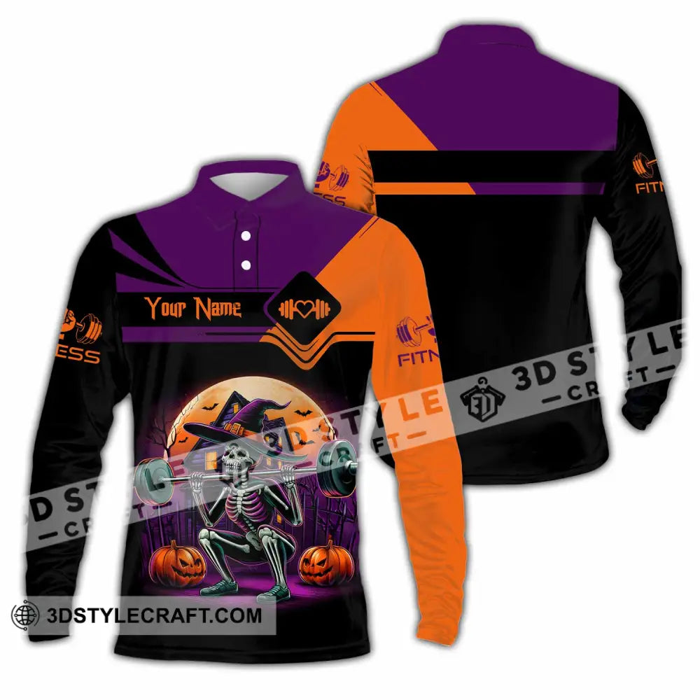 Unisex Shirt Custom Fitness Weightlifting Halloween Sport Shirt Long Sleeve Polo / S T shirt