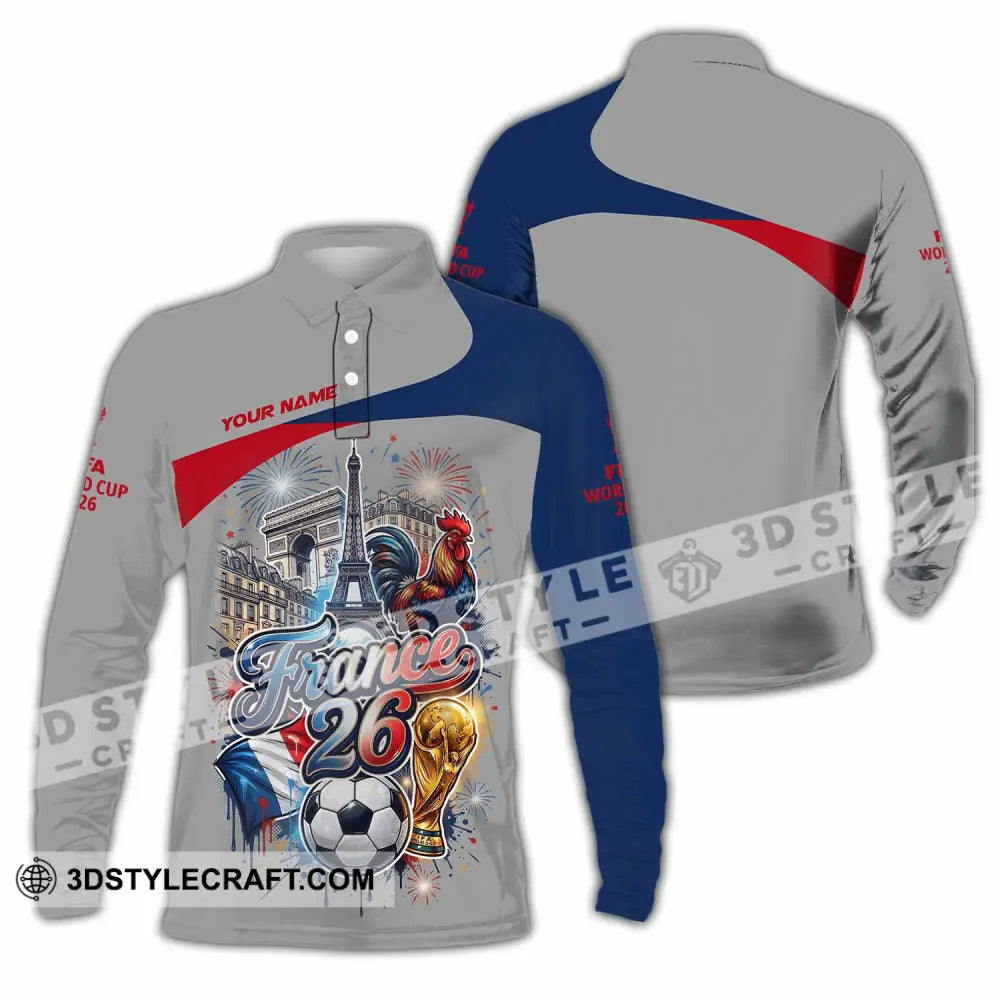 Unisex Shirt - Custom France World Cup 2026 3D Shirt - Long Sleeve Polo / S - T-shirt