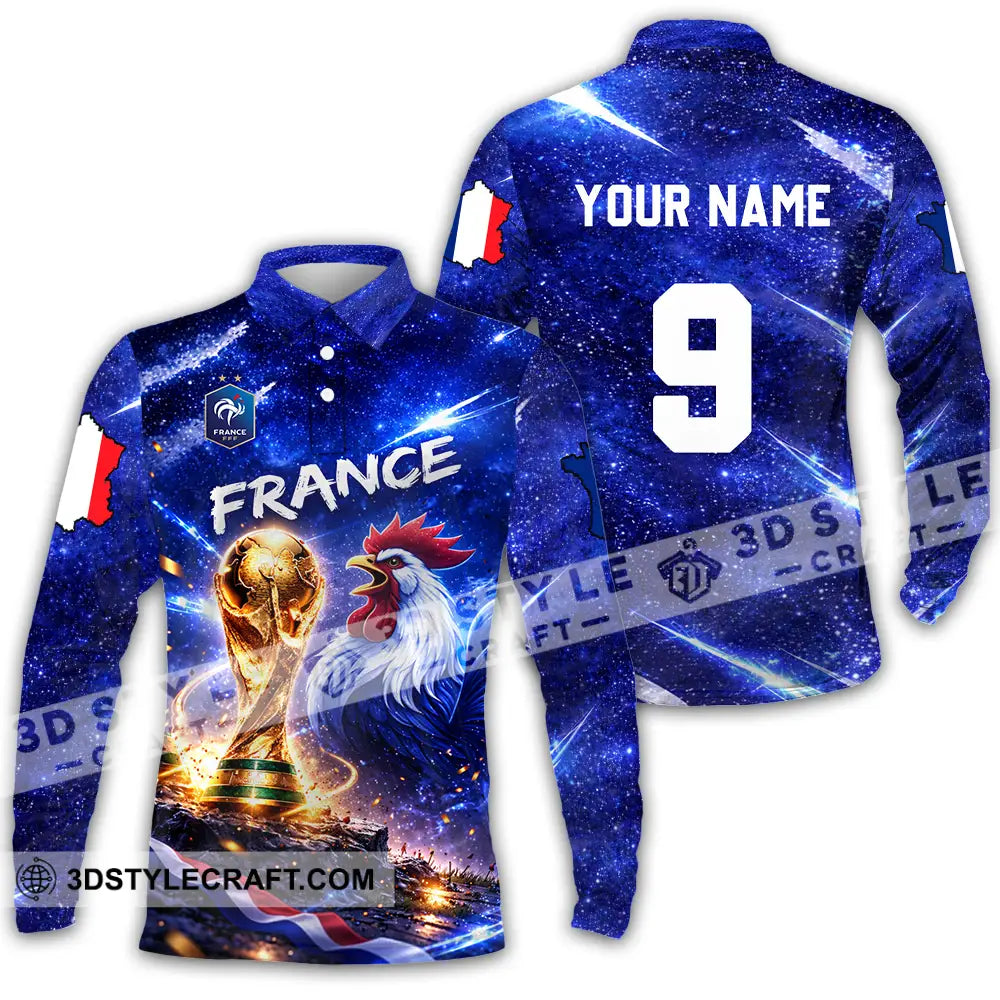 Unisex Shirt - Custom France World Cup 2026 3D Shirt Long Sleeve Polo / S T-shirt