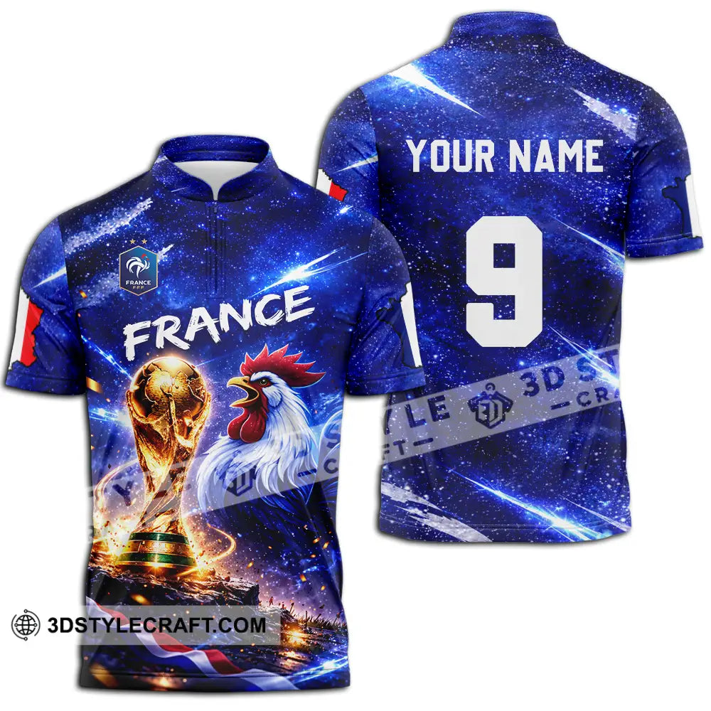 Unisex Shirt - Custom France World Cup 2026 3D Shirt Zipper Polo Shirt / S T-shirt