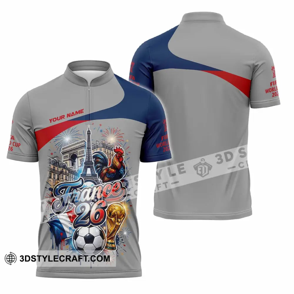 Unisex Shirt - Custom France World Cup 2026 3D Shirt - Zipper Polo Shirt / S - T-shirt
